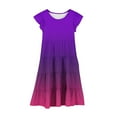 thumbnail image 5 of Gamivast Girls Summer Dress Crewneck Gradient Color Midi Dresses Double Layer Flutter Sleeve Flowy A-Line Sundress Spring Dresses for Juniors Purple 5T Camisas Para Mujer Clearance, 5 of 5