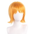 thumbnail image 3 of Peluca corta para cosplay naranja con flequillo, 35 cm, calor sintético, 210 g, 3 of 3