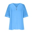 thumbnail image 3 of Tamaño Más Manga Corta Tops para Mujeres Verano Color Sólido Puff Manga Corta Suelta Moda Cuello Redondo Top, 3 of 6