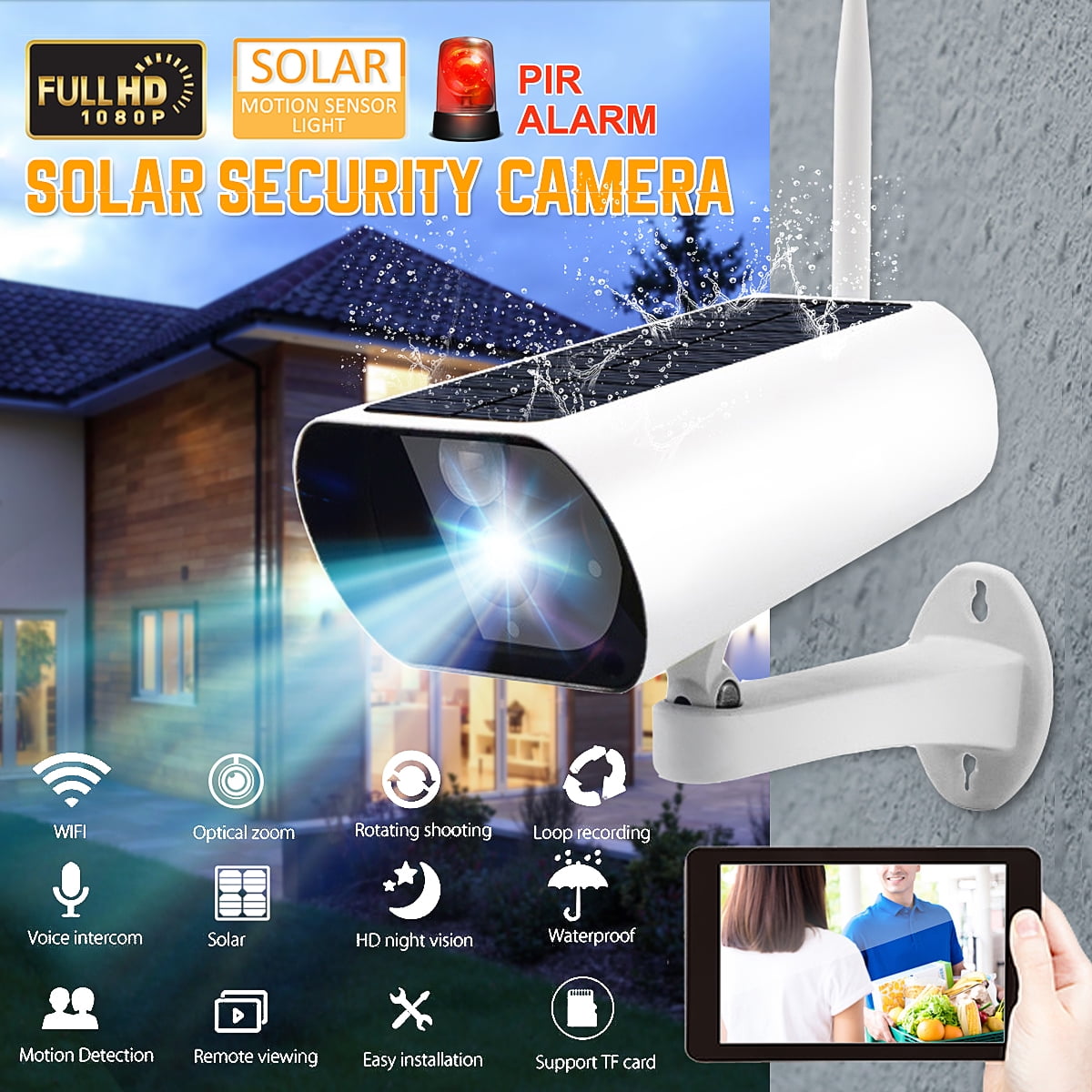 Solar Security Camera Outdoor,1080P Wireless WiFi Camera,IP67