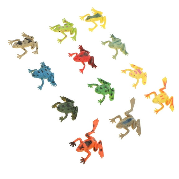 PBPBOX 12Pcs Simulation Toads Model Assorted Color Plastic Figurines for Classroom Teaching