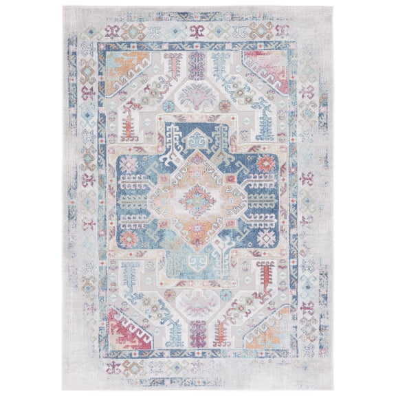 Safavieh Cabana Morgane Indoor/ Outdoor Boho Medallion Rug 5'3" x 7'6" - Navy Aqua/Ivory