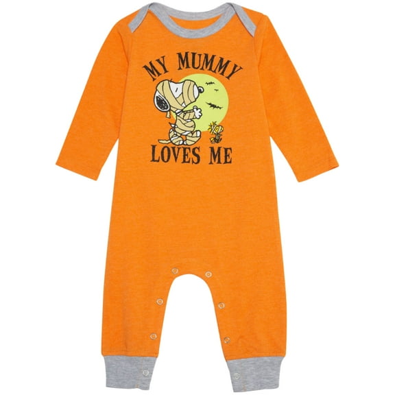 Peanuts Orange Infant Boys My Mummy Loves Me Romper Snoopy Coveralls NB