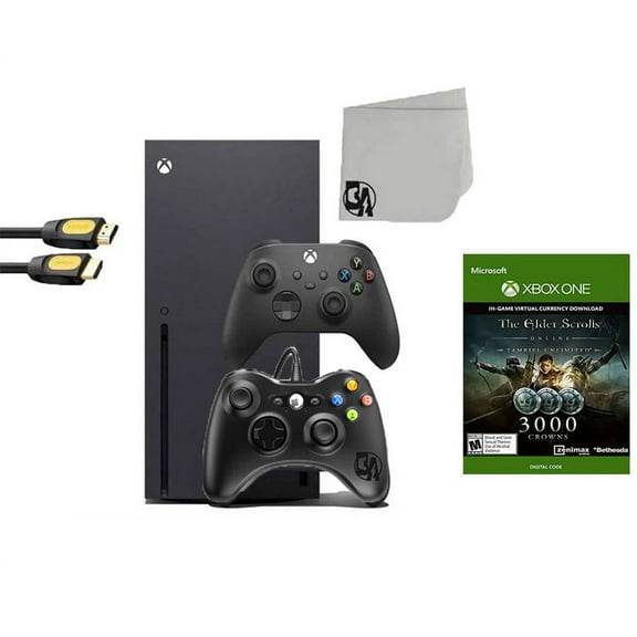 Pre-Owned Xbox Series X Video Game Console Black with The Elder Scrolls Online BOLT AXTION Bundle with 2 Controller