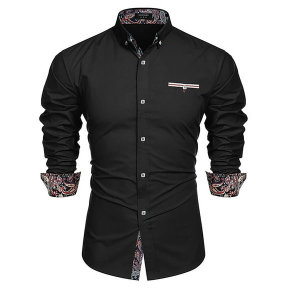 Men's Dress Shirts Mens Solid Shirt Long Sleeve Mens Long Sleeve Button Down Shirts Regular Fit Long Sleeve Stretch Shirts Tops Vacation Wedding Shirts