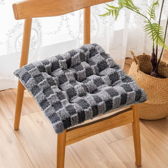 TTJ Quilted Plush Square Chair Cushion 16 in Thick Grid Pattern Non Slip Soft Seat Pad Comfortable Dining Office Tatami Chair Cushion For Home Living Room