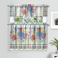 thumbnail image 2 of 36 Inch 3 Pieces Set Kitchen Window Curtains with Rod Pocket over Sink Pioneer Colorful Floral Small Window Cafe Curtains for Home Decor Rod Pocket Tier Drapes, 2 of 6