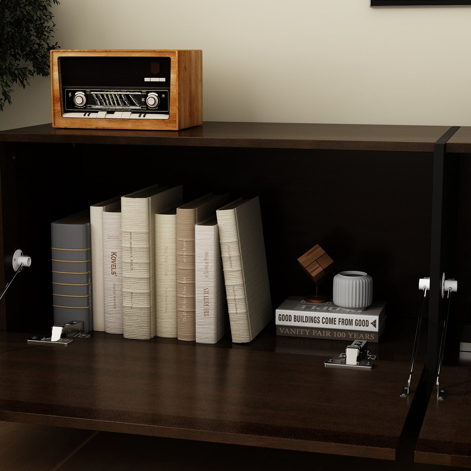 KULAGAGA 71.7" Wide TV Stand with 3 Flip-Down Drawers,Modern Media Console Table & Entertainment Center,Dark Brown