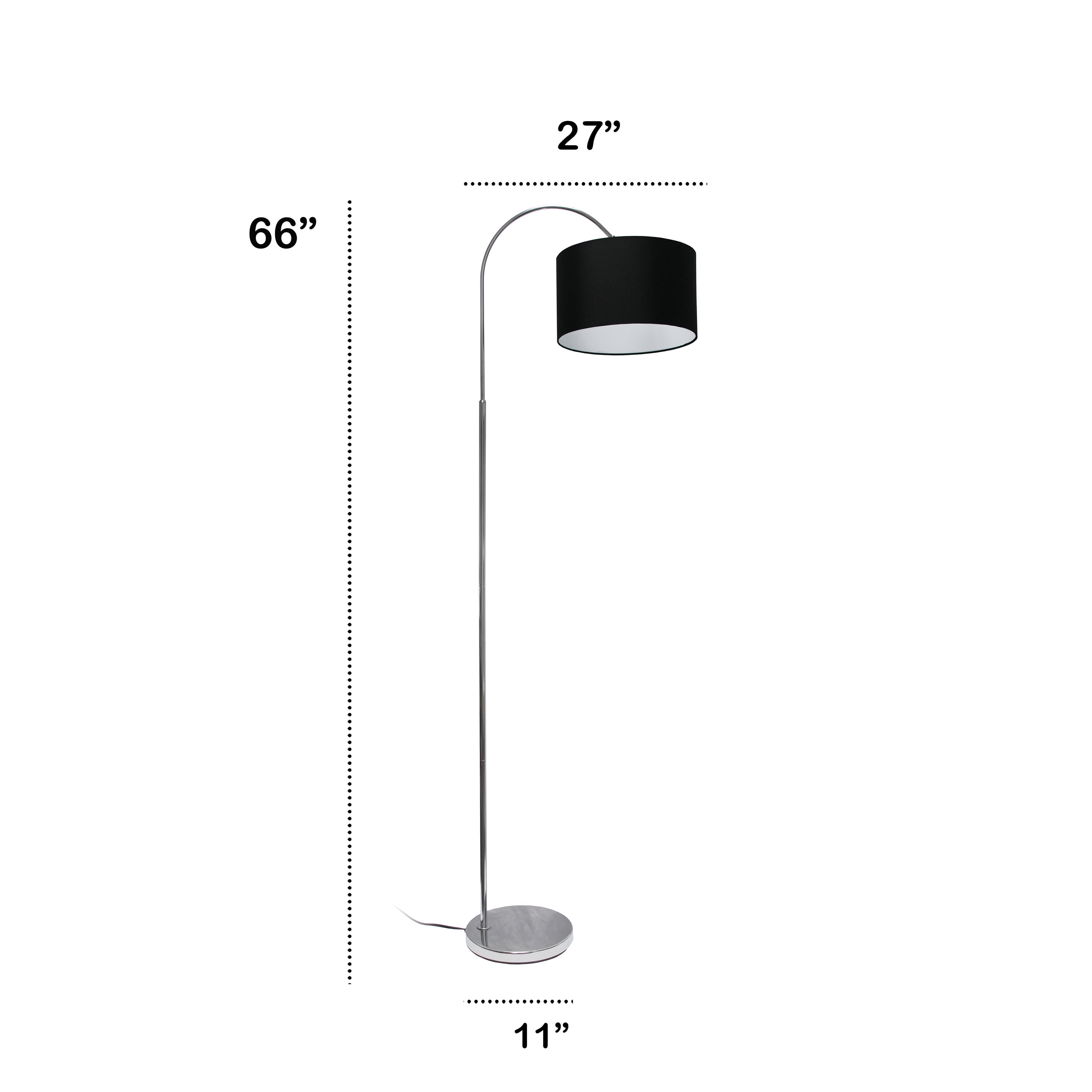 Creekwood Home 66" Modern Arched Brushed Nickel Floor Lamp with LED Bulb, Black Shade