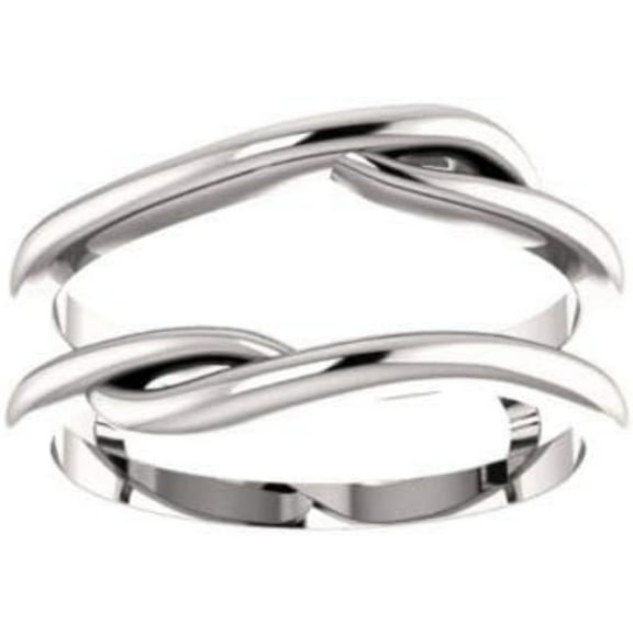 Women 925 Sterling Silver 14K White Gold Finish Wedding Engagement Enhancer Wrap Guard Ring