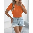 thumbnail image 5 of Womens Summer Tops Crochet Sweaters Resort Wear Short Sleeve Hollow Out Knit Tops 2025 Beach Coverup Orange Color L, 5 of 8