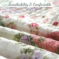thumbnail image 5 of Cozy Line Country Cottage Floral Blue Pink Scalloped Edge Real Patchwork 100% Cotton 3-Piece Reversible Quilt Set, Queen, 5 of 7
