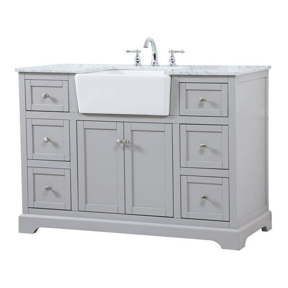 Elegant Decor Franklin 48" Aluminum and MDF Single Bathroom Vanity in Gray