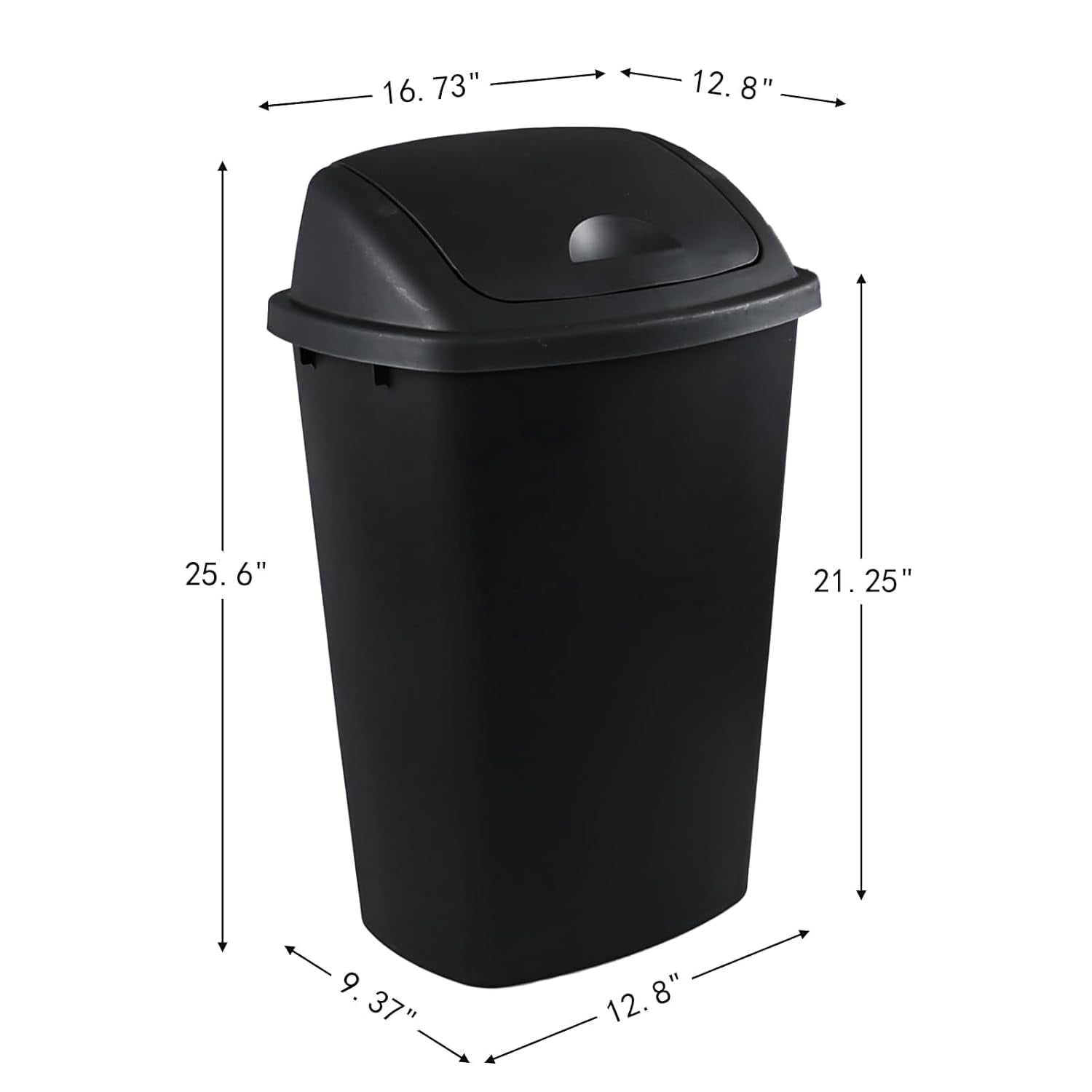 4-pack Uumitty 13 Gallon Plastic Swing Top Kitchen Garbage Can - Handles - 4 Pack, Black — Residential Use, Standard Application