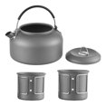 thumbnail image 4 of Camping Kettle and 450ml 250ml Metal Cups Set Outdoor Boiling Water Kettle Backpacking Kettle 1.4L Anodized Aluminum Kettle with Silicone Handle, 4 of 5