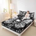 thumbnail image 4 of Homewish Spooky Gothic Skull Bed Sheets,Retro Damask Print King Sheets,White Black Sheet Set For Men Women,Ultra Soft Home Decor,4 Pieces, 4 of 7