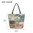 thumbnail image 5 of FORMRS Womens Canvas Tote Bag with Zipper Inner Pocket Shoulder Handbag, Pink and Green Cat, 5 of 7