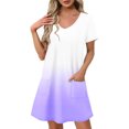 thumbnail image 1 of Vestido Corto de Verano Moda Gradiente Corto de Manga en V Cuello Vestido Casual, Poliéster Ligero de Verano, Lavado de Manos, 1 of 8