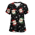 thumbnail image 2 of Feancey Christmas Scrubs Tops for Women Santa Claus Print Funny Nursing Shirts Holiday Casual Short Sleeve V-Neck Tunic Blouse Xmas Ladies Workwear Multicolor S, 2 of 4