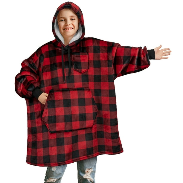 1pc, Ultra Cozy Wearable Hoodie Blanket - Wearable Blankets - Soft, Warm, Comfortable, Large Pockets, Perfect for Men and Women, Christmas Decoration, Party Supplies, Relaxation, Travel, Outdoor Activities