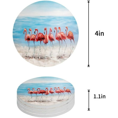 

KXMDXA Flamingo Set of 8 Round Coaster for Drinks Absorbent Ceramic Stone Coasters Cup Mat with Cork Base for Home Kitchen Room Coffee Table Bar Decor