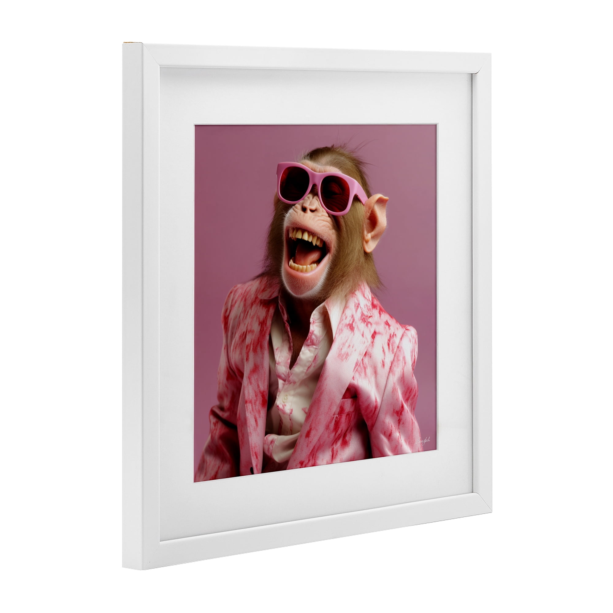 Stupell Industries Hipster Monkey in Suit White Framed Print Under Glass, design by Roozbeh