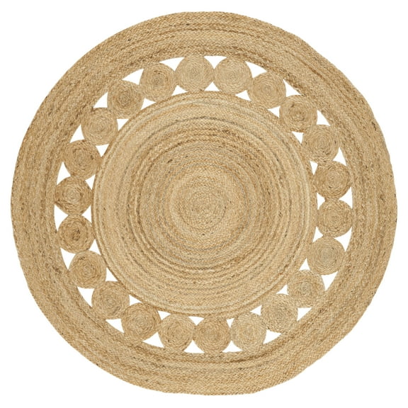 SAFAVIEH Natural Fiber Morgan Braided Jute Area Rug, Natural, 4' x 4' Round