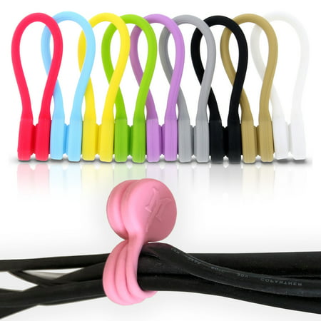 TwistieMag Strong Magnetic Twist Ties - Multi Color for Men & Women - 10 Pack - Unique Gadgets For Cord Management, Hanging & Holding Stuff, Or Just For