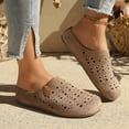 thumbnail image 3 of KIJBLAE Women's Hollow Out Closed Toe Lazy Slide Slippers, Round Toe Soft Sole Lightweight Casual Indoor Outdoor Sandals Khaki 37, 3 of 8