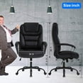 thumbnail image 6 of Big and Tall Executive Chair 500 Lbs Capacity PU Leather Boss Office Desk Chair Heavy Duty High Back Computer Chair Thick Sponge Office Chair with 360° Quiet Swivel Wheels, Black, 6 of 7