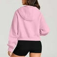 thumbnail image 5 of QATAINLAV 2025 Women's Half Zip Cropped Sweatshirts with Hood Solid Casual Fleece Lined Hoodies Long Sleeve Pullover Activewear Sweater Pink L, 5 of 9