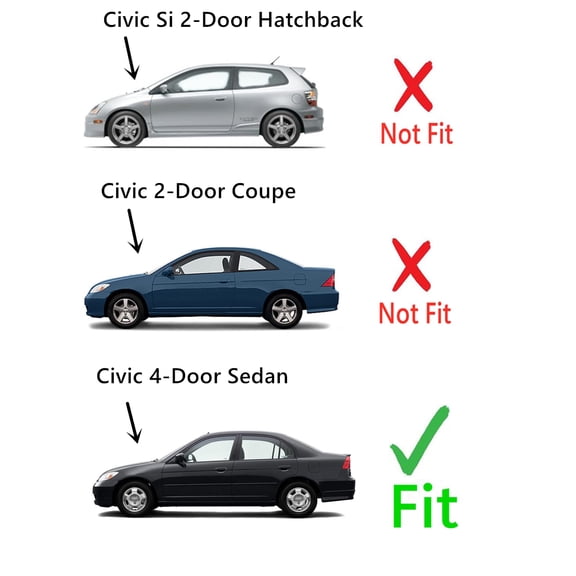 Driver Left Side Front Door Window Door Glass Compatible with Honda Civic 4 Door Sedan 2001-2005 Models