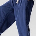 thumbnail image 6 of Xdegoge Men'S Linen Pants Baggy Wide Leg Casual Loose Fit Yoga Lounge Harem Trousers with Elastic Waist Drawstring Summer Beach Vacation Bottoms, 6 of 9