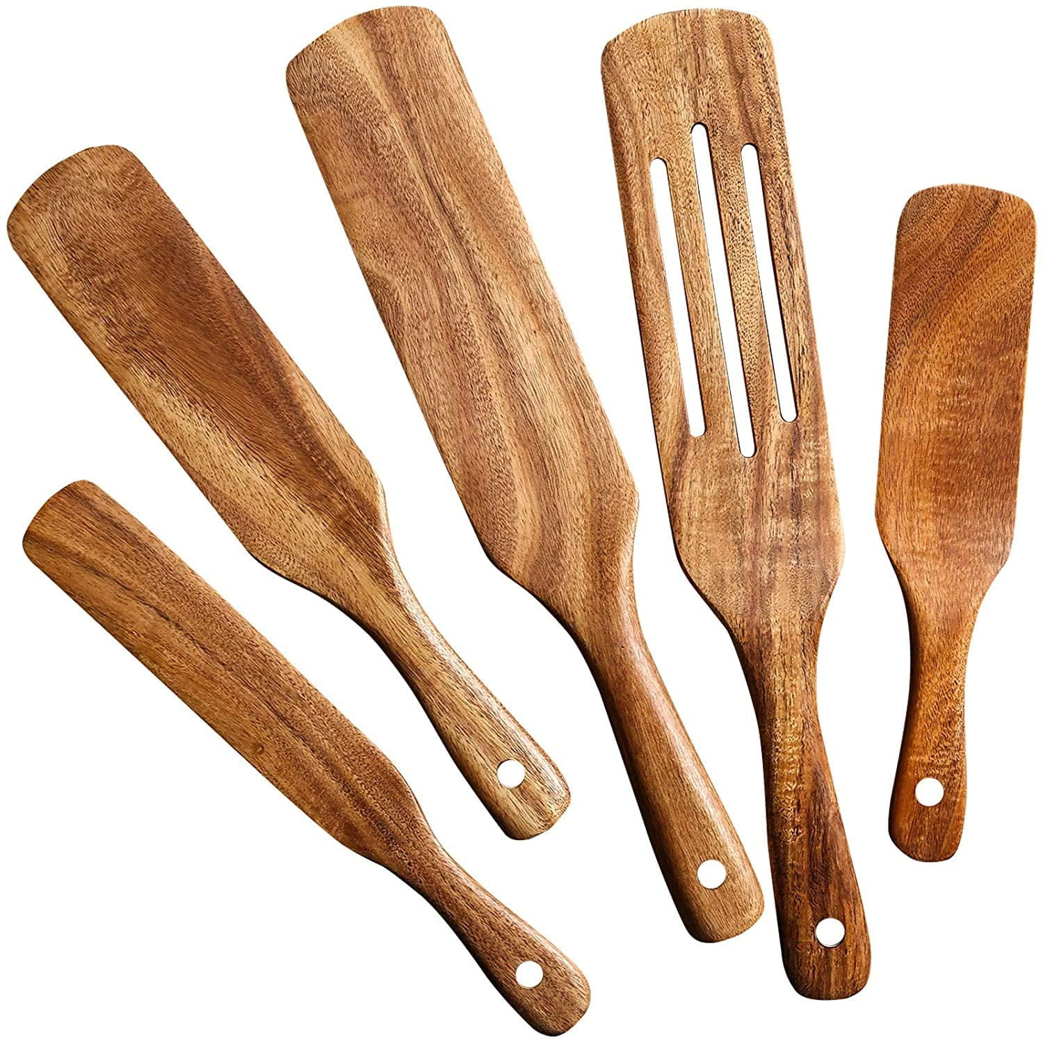 Wooden Spoons for Cooking Spatula Set Cooking Utensil SpurtlePro Acacia Wood Spurtle 4-Piece Set Wooden Spoons