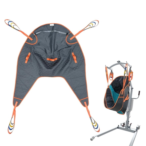 Padded U-Sling, Universal Patient Lift Sling for Home Use, Divided Leg with Adjustable Head Support for Toileting, Size L, Supports up to 500 lbs