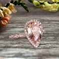 thumbnail image 1 of Milgrain 8x5mm Pear Shape 1.75 Carat Pink Morganite Engagement Ring 10k Rose Gold Morganite Ring Wedding Ring Art deco Antique style, 1 of 5