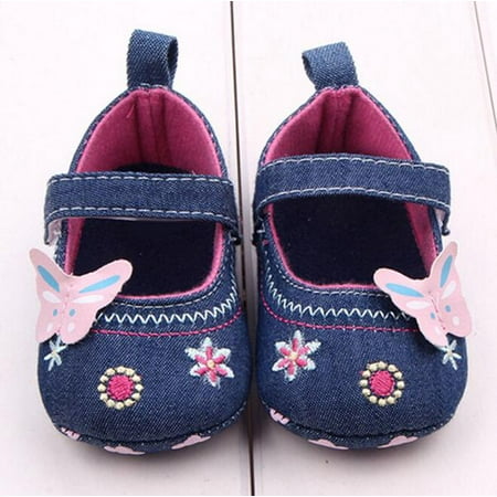 

Knosfe Spring Summer Fall Children First Walkers Toddler Embroidered Mary Jane Infant Baby Butterfly 0-18M Flats