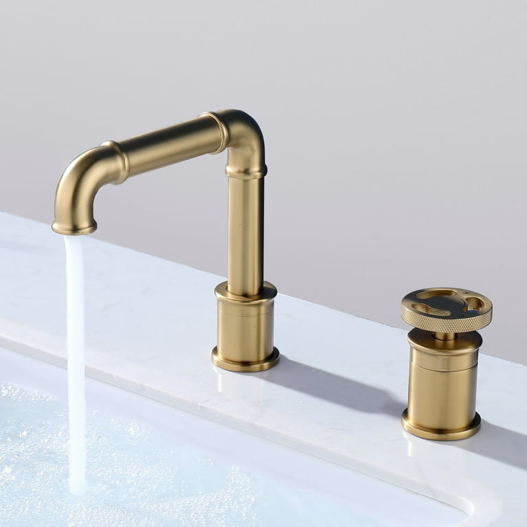Black & Gold Brass Widespread Bathroom Sink Faucet 3 Holes 2 Handles Mixer  Tap