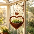 thumbnail image 1 of Linnome Metal Hanging Flower Pot Heart Shaped Wall Mount Planter for Garden Patio Indoor Outdoor Decor 13x8.3in, 1 of 6