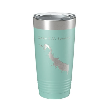 

Lake E.V. Spence Reservoir Map Tumbler Travel Mug Insulated Laser Engraved Coffee Cup Texas 20 oz Teal