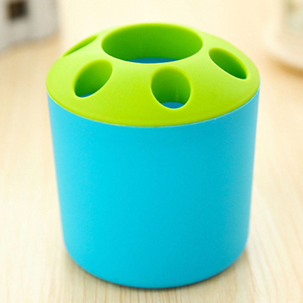 Cute Multi-functional Porous Desktop Pen Container Toothbrush Toothpaste Holder 