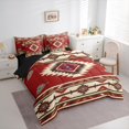 thumbnail image 4 of Manfei Maroon Bohemian Aztec 7-Piece Twin Bedding Sets, Vintage Brown Triangle Bedding Comforter Set, Teen Kid Adult Reversible Sheet Sets, Lightweight Room Decor, 4 of 8