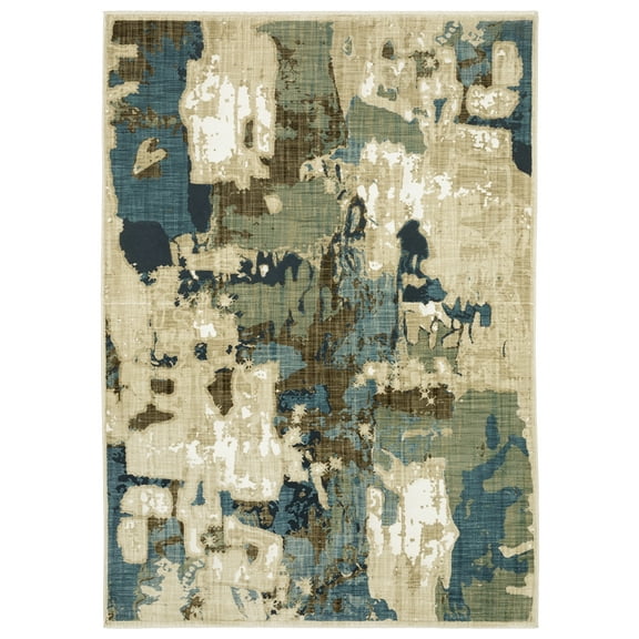 Woven Trends Parma - RE11Q - Contemporary Style, Abstract Pattern, Stain Resistant & Pet Friendly, Living Room, Dining Room, Office, Low Pile Polyester Area Rug in Beige - 6' x 9'