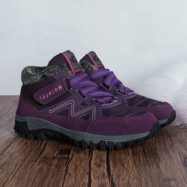 Botas de nieve cálidas y gruesas para mujer, zapatos de algodón con forro polar de invierno, zapatos casuales ligeros y resistentes al desgaste para mujer, zapatos para exteriores, zapatos