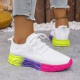 thumbnail image 4 of Rokment Color Block Running Tennis Walking Shoes for Women Comfortable Knit Lace up Athletic Workout Fitness Jogging Platform Sneakers White Size 8.5, 4 of 8