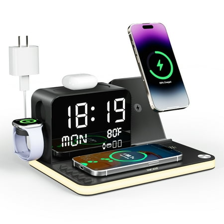 Acer 7 in 1 Wireless Charging Station: Compatible with Apple Multiple Devices - iPhone Apple Watch and AirPods, Charger Stand with Led Night Light
