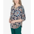 thumbnail image 6 of Alfred Dunner Womens Petite  Scroll Three Quarter Ruched Sleeve Top, 6 of 6