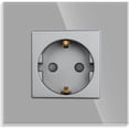 thumbnail image 1 of Toma de corriente simple gris 16Amp vidrio Tomas schuko Toma de pared con contacto de protección de empotrar-86mm, 250V, 1 compartimento JFHHH pequeña, 1 of 5