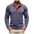 thumbnail image 3 of GEWSEY Mens Long Sleeve Polo Shirts Fashion Casual Raglan Button Polo Tee Collared Golf Shirt (Navy, 3XL), 3 of 9