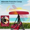 thumbnail image 2 of Gymax 3-Seat Patio Swing w/ Canopy & Removable Cushions & Side Pockets Stand Burgundy, 2 of 8
